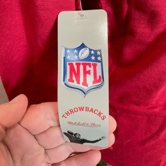 NEW Mitchell & Ness NFL Arizona Cardinals Henley Long Sleeve T-Shirt Red Mens L - Picture 7 of 9